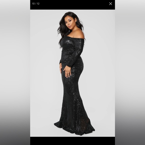 Fashion nova curve black sequin gown 2X - Picture 3 of 4